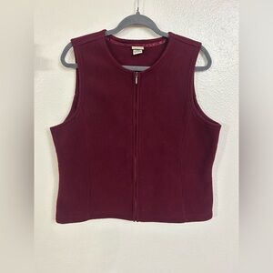 Vintage LL Bean Maroon Fleece Zip Up Vest Womens Size L